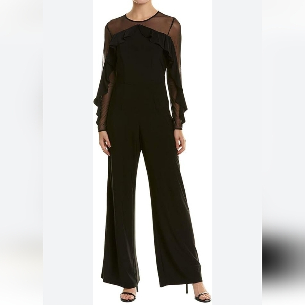 R&M Richards illusion black bodice jumpsuit formal cocktail sz 12